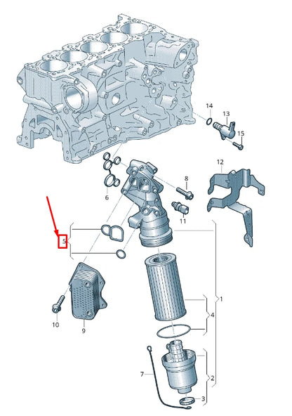 NEW AUDI RS3 ENGINE OIL COOLER GASKET 07K117070A ORIGINAL
