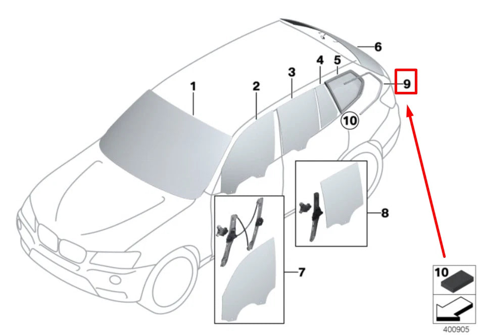NEW BMW X3 F25 REAR LEFT WINDOW FINISHER 7248147 51377248147 ORIGINAL