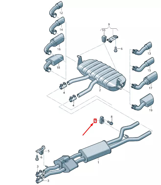 NEW VW TOUAREG 7P MK2 EXHAUST FRONT SILENCER BRACKET 7P6253144