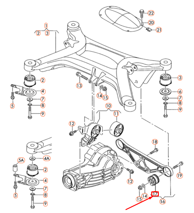 NEW AUDI A8 D3 REAR SUPPORT FRAME CROSS MEMBER BONDED BUSH 4B3599257A ORIGINAL