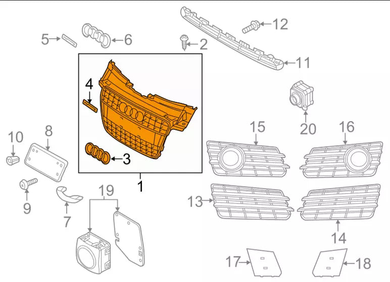 NEW AUDI A7 4G FRONT RADIATOR GRILLE 4G8853651GT94
