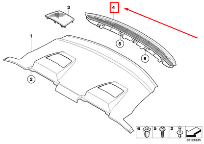 new bmw 6 e63 rear window shelf ventilation grille 7073739 51467073739 original