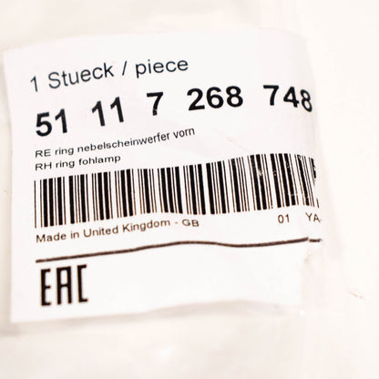 new mini clubman r55 front bumper right fog light ring trim 51117268748 original