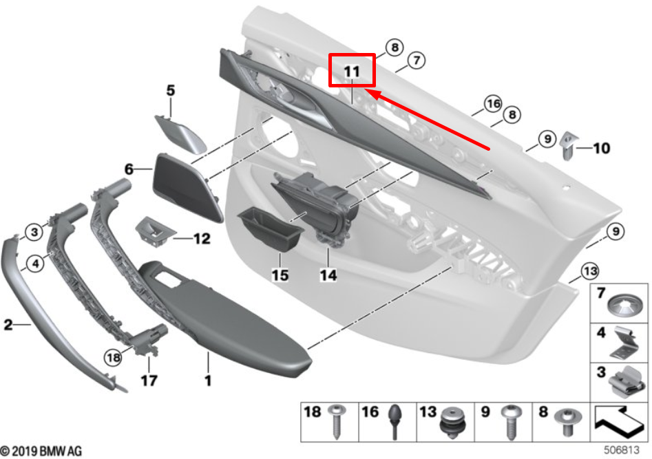 new bmw f90 rear left door decorative trim 51428090505 8090505 original