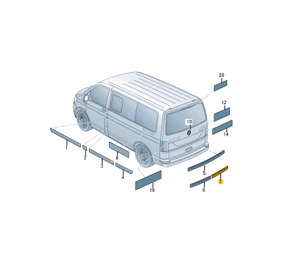 new volkswagen transporter t6 rear right protective strip 7e0853079d2zz original