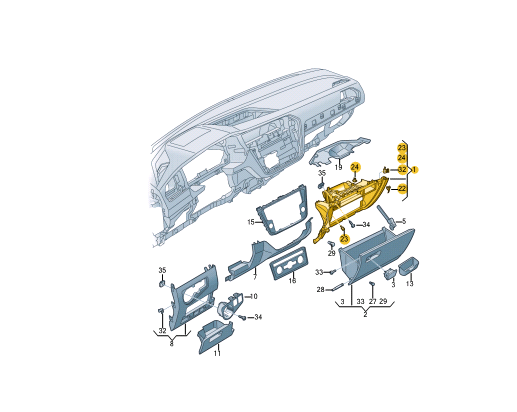new volkswagen tiguan ad rhd glove box mount 5nc857101b82v original