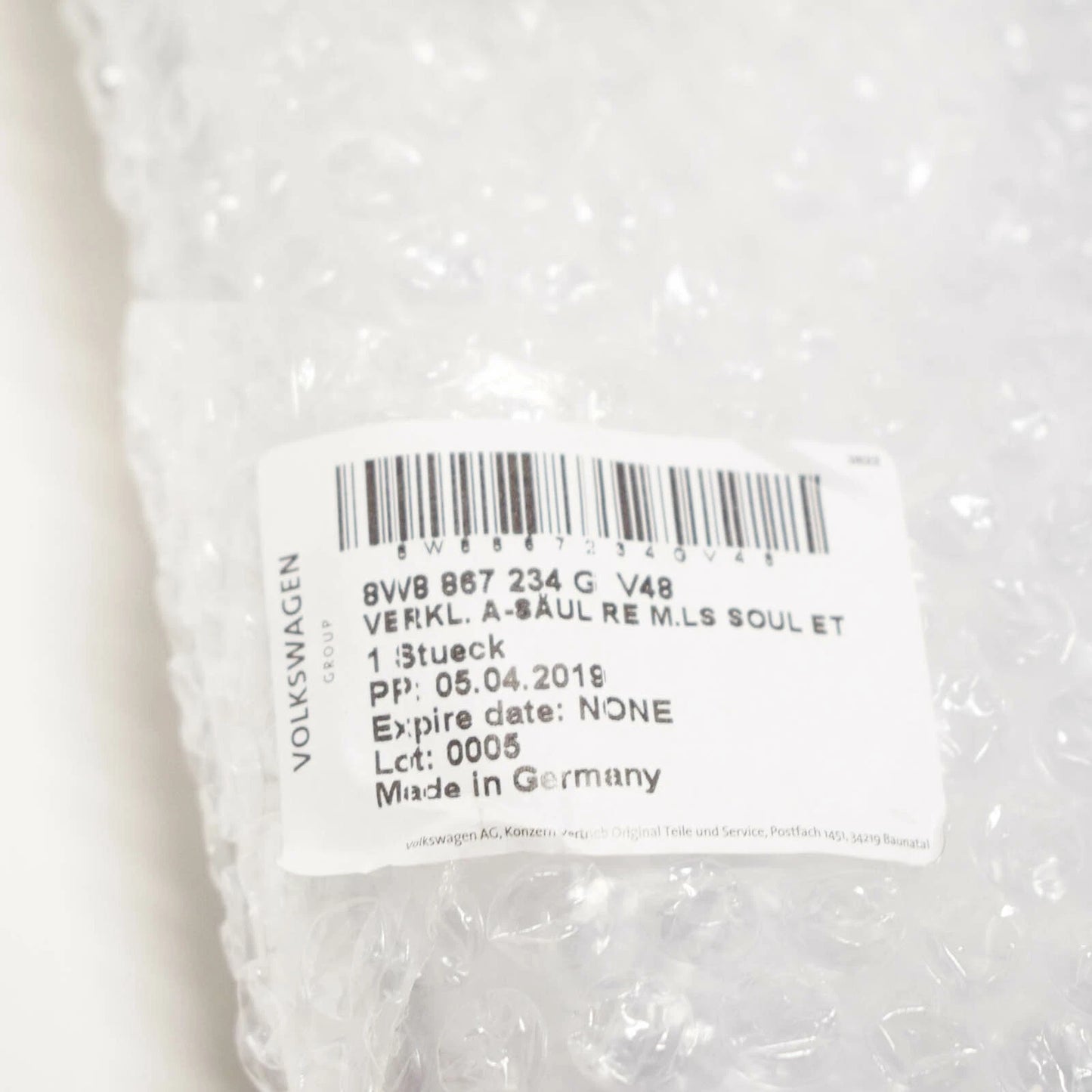 NEW AUDI A5 SPORTBACK 8W6 RIGHT UPPER A PILLAR TRIM 8W8867234GV48