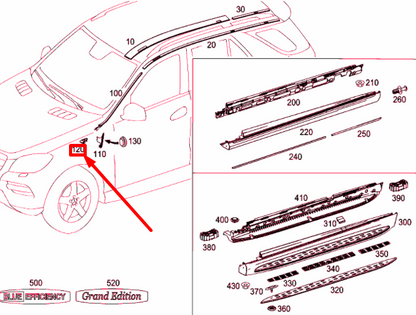 NEW MERCEDES-BENZ GLE W166 A-PILLAR MOLDING FASTENER PLATE A1666920011 ORIGINAL
