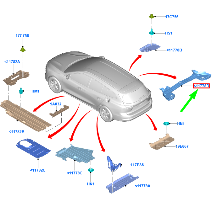 new ford focus mk4 rear underbody air deflector 2323494 jx6b-11787-ae original