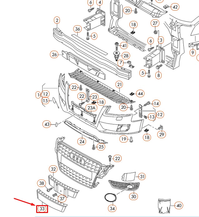 NEW AUDI A4 B8 FRONT BUMPER LICENCE PLATE TRIM 8K0807287T94 ORIGINAL