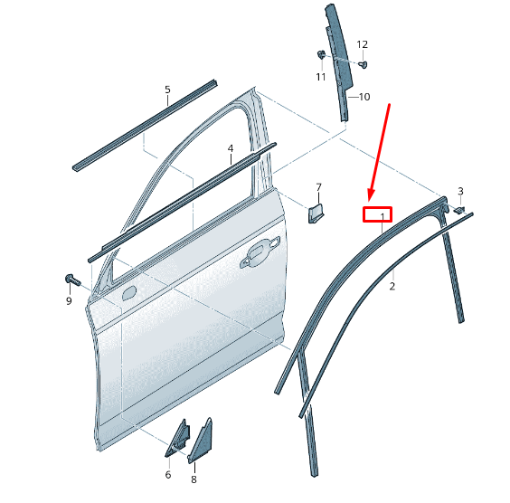 new audi q5 fy front right door window guide 80a837440b original
