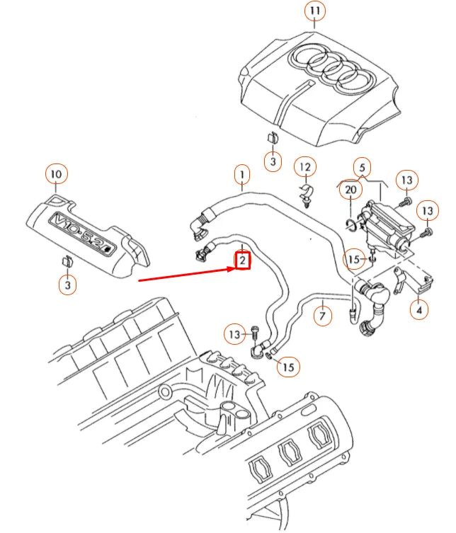 NEW AUDI A6 C6 BREATHER LINE 07L103217B ORIGINAL