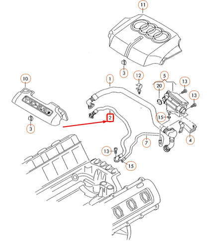 NEW AUDI A6 C6 BREATHER LINE 07L103217B ORIGINAL