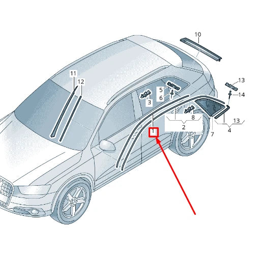 NEW AUDI Q3 8U RIGHT ROOF MOLDING 8U0853704 1P9 8U08537041P9