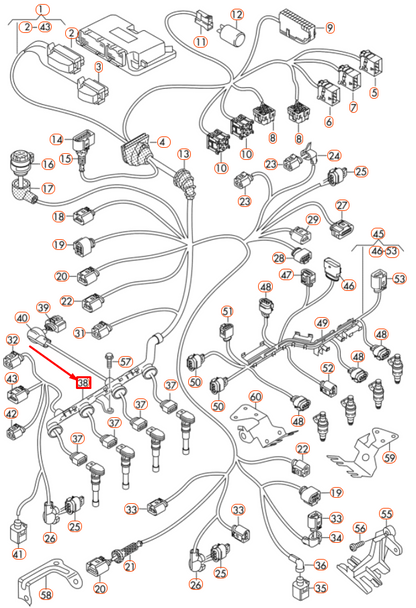NEW AUDI A4 B8 COIL PACK WIRING HARNESS CABLE GUIDE 06H971824B ORIGINAL