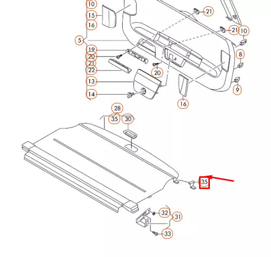 NEW VW PASSAT VARIANT B8 LUGGAGE COVER BLIND RIGHT HOOK 3G9867900