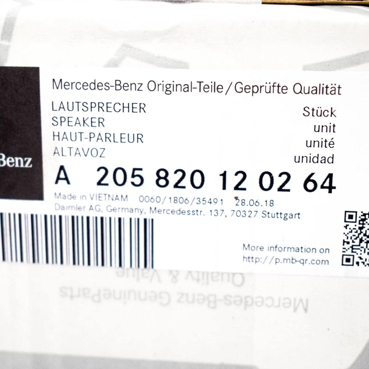 NEW MERCEDES C W205 FRONT DASHBOARD LOUDSPEAKER A205820120264 ORIGINAL