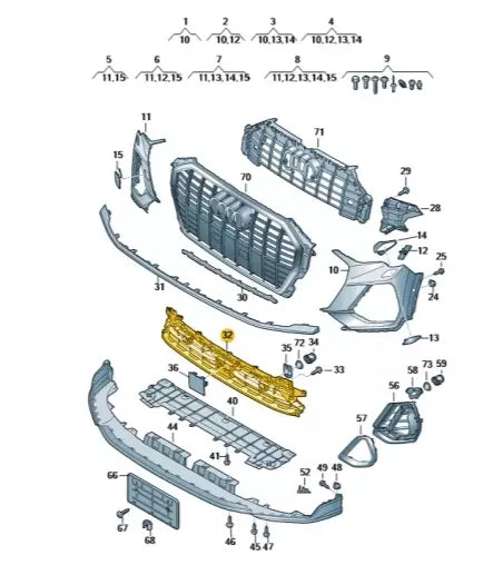 NEW AUDI Q3 F3 FRONT BUMPER LOWER GRILLE 83A807683C9B9 83A807683C 9B9 ORIGINAL