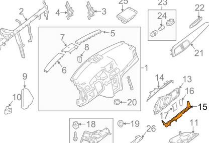 new mb c w204 instrument panel dash cluster lower trim lhd a2046890839 original