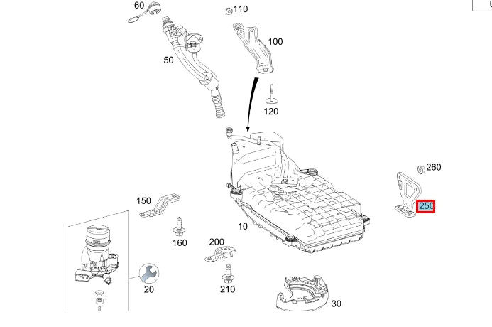 NEW MERCEDES-BENZ GLC X253 FUEL TANK CONTAINER BRACKET A2534750527 ORIGINAL