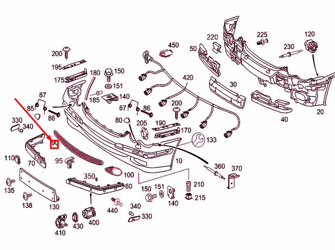 NEW MERCEDES-BENZ C W203 FRONT BUMPER CENTER GRILLE A2038852623