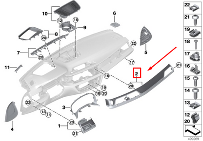 new bmw 7 g11, g12 dashboard panel center trim 9383740 51459383740 original