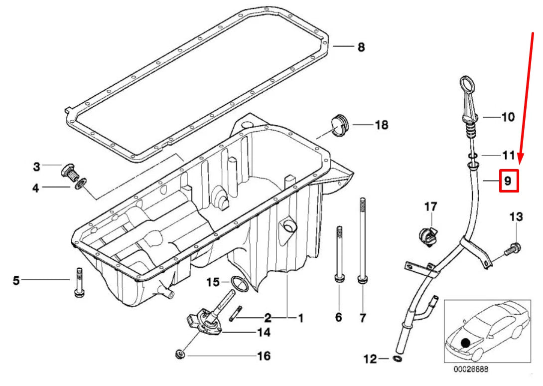 NEW BMW 3 E46 ENGINE OIL DIPSTICK TUBE 11437531258 7531258 ORIGINAL