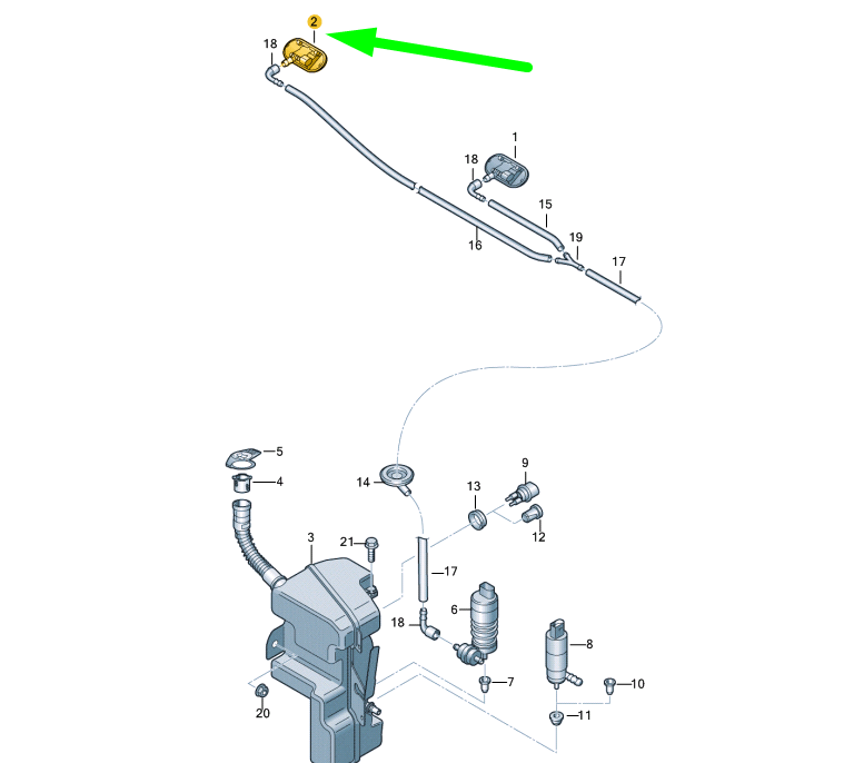 new audi q3 8u windscreen right heated spray nozzle 8u0955988a original