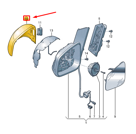 new vw caddy sb mk4 front left door mirror cap 2k7857527a041 original