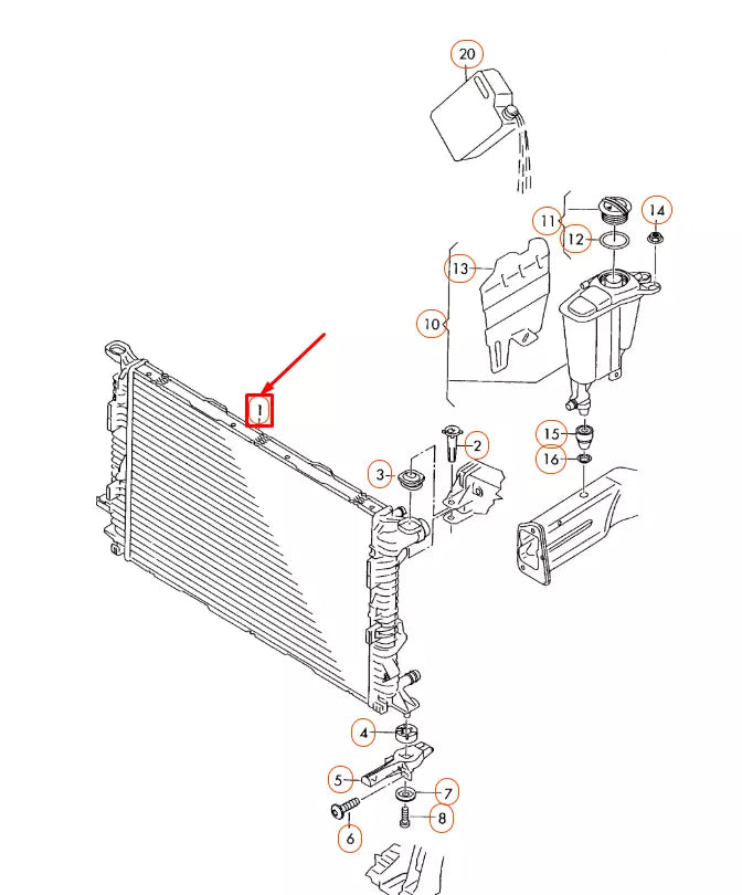 NEW AUDI A4 B8 ENGINE COOLING RADIATOR 8K0121251H ORIGINAL