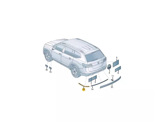 NEW VOLKSWAGEN TERAMONT REAR LEFT BUMPER MOLDING 3CN853841B9B9 ORIGINAL