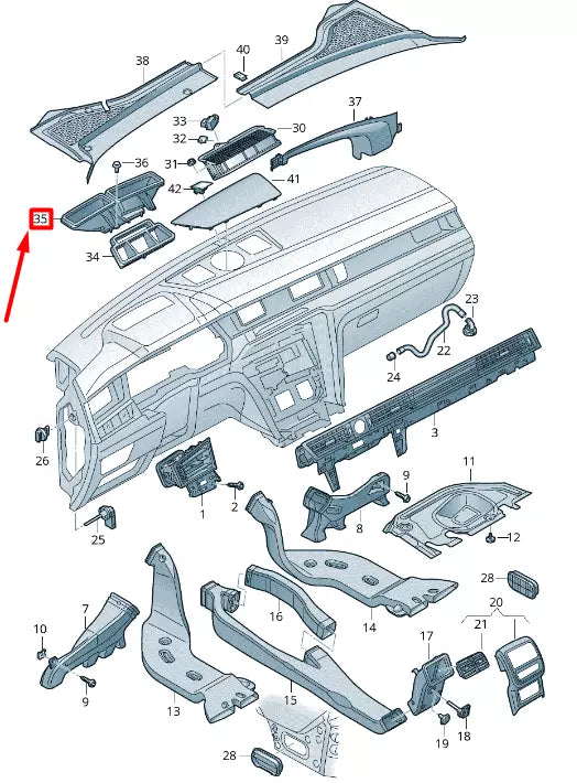 NEW VOLKSWAGEN PASSAT B8 3G VENT INTERMEDIATE PIECE LHD 3G1819063A