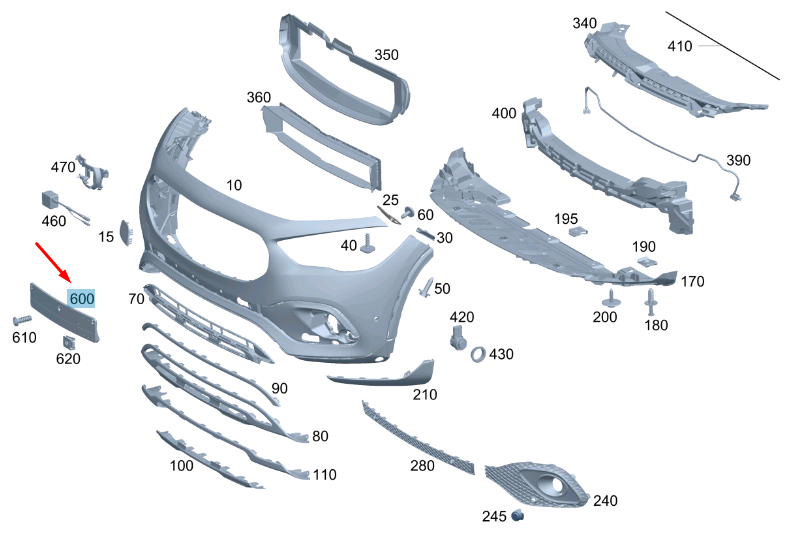 NEW MERCEDES-BENZ GLA H247 FRONT LICENSE PLATE HOLDER A2478801804 ORIGINAL