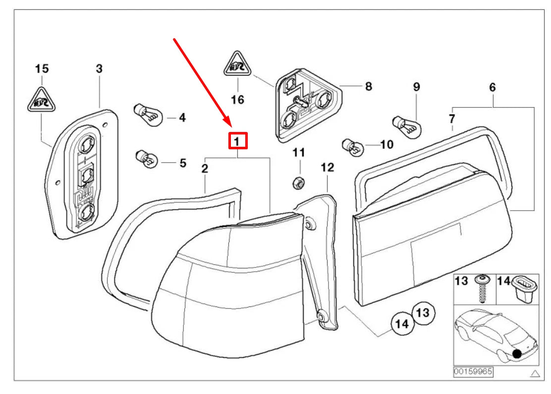 NEW BMW 5 E39 REAR RIGHT TAILLIGHT 63216900216 6900216 ORIGINAL