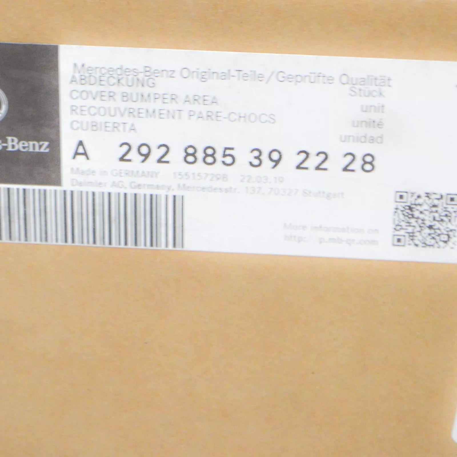 NEW MERCEDES-BENZ GLE C292 FRONT BUMPER RIGHT COVER A292885392228 ORIGINAL