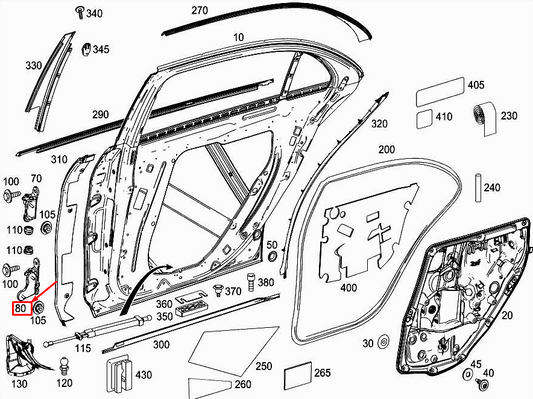 new mercedes-benz s w222 rear right bottom door hinge a2227300837 original