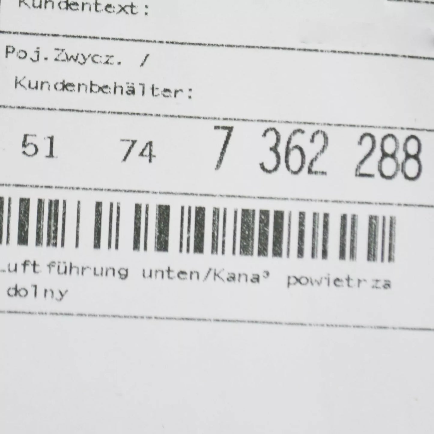 NEW BMW 4 F32 RADIATOR LOWER AIR DUCT 51747362288 7362288 2016 ORIGINAL