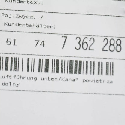 NEW BMW 4 F32 RADIATOR LOWER AIR DUCT 51747362288 7362288 2016 ORIGINAL