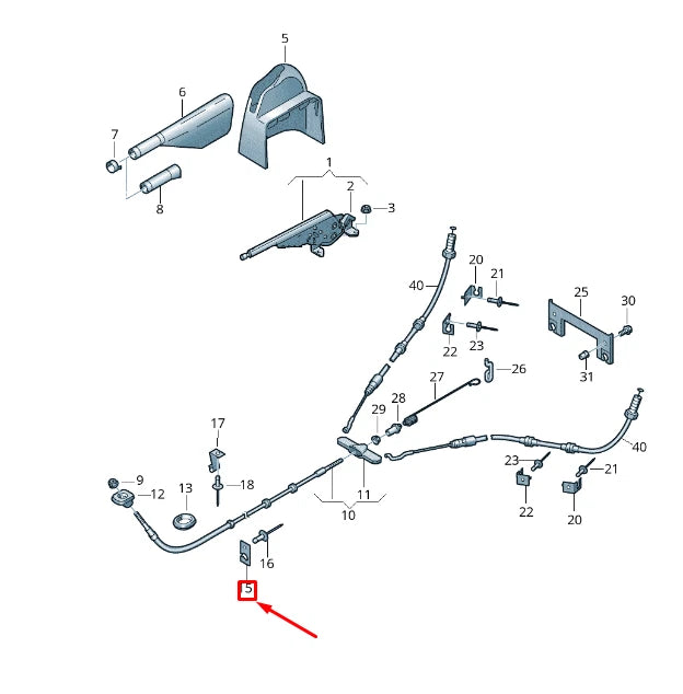 NEW VW TRANSPORTER T6 BRAKE LEVER CABLE CROSS MEMBER BRACKET 7H3711403
