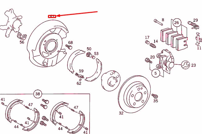 NEW MB E W124 REAR WHEEL BRAKE RIGHT PROTECTIVE PLATE A2024201544 ORIGINAL
