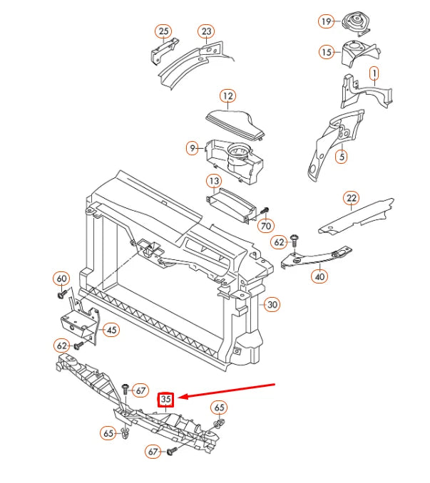 NEW VW SCIROCCO MK3 FRONT CENTRE RADIATOR GRILLE SUPPORT 1K8805813A