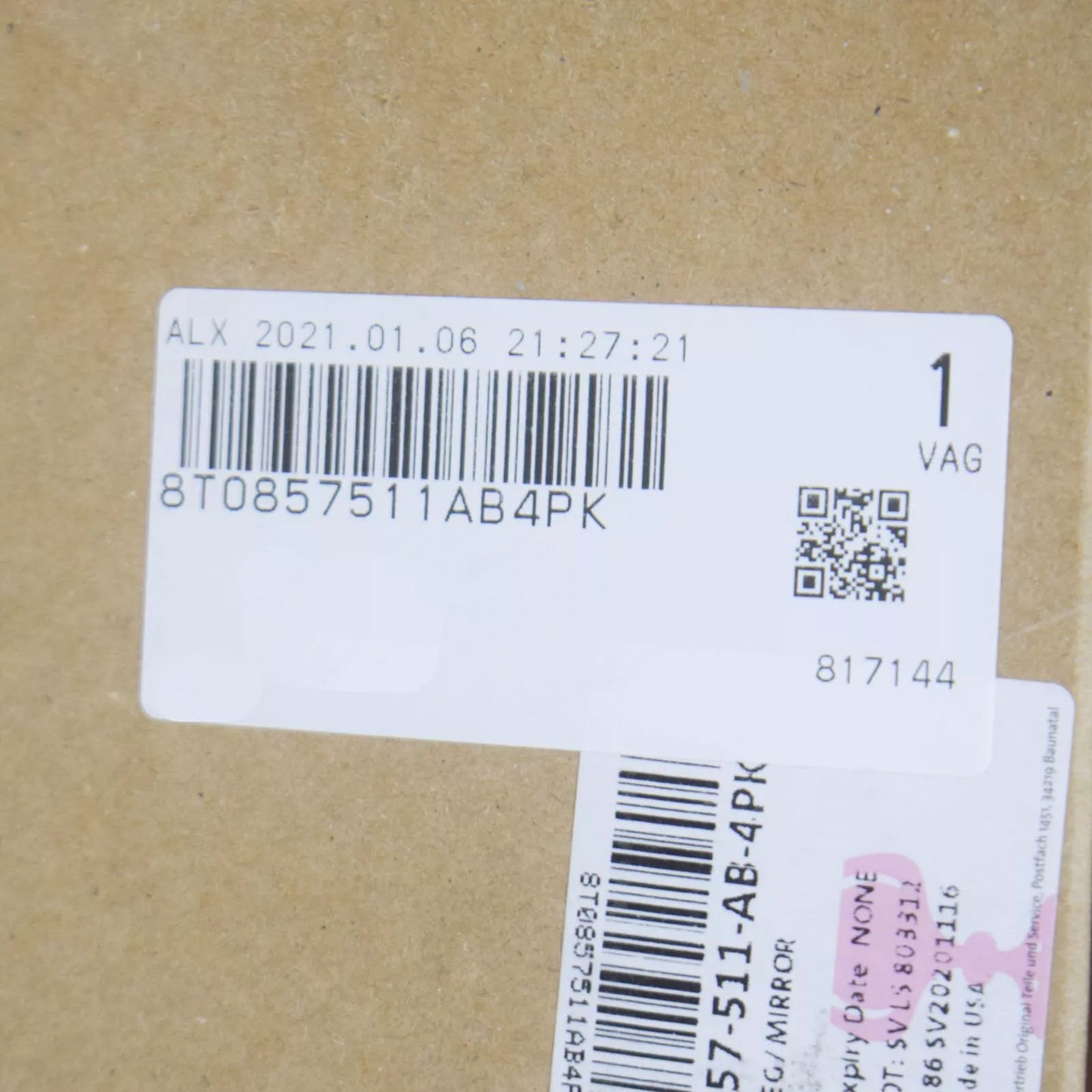 NEW AUDI A3 8P REAR VIEW INTERIOR MIRROR 8T0857511AB4PK ORIGINAL