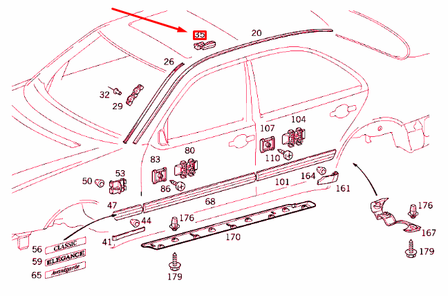new mercedes-benz e w210 roof water deflector retaining clip a2106900213