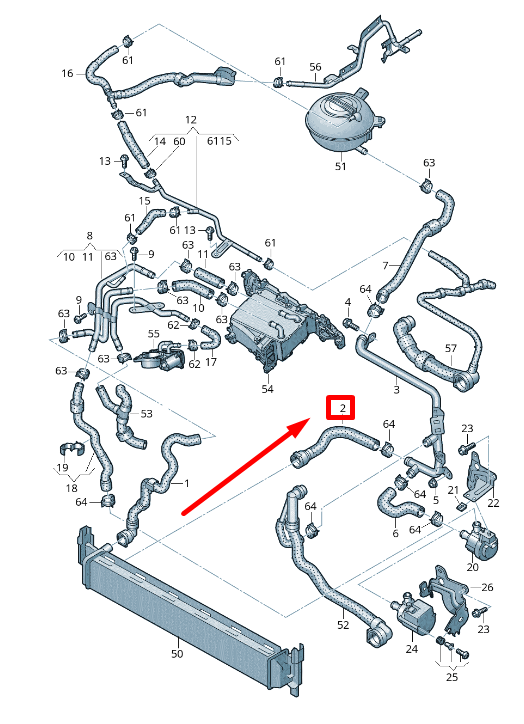 new audi a3 8v1,8vk radiator coolant hose 5q0122051ba original