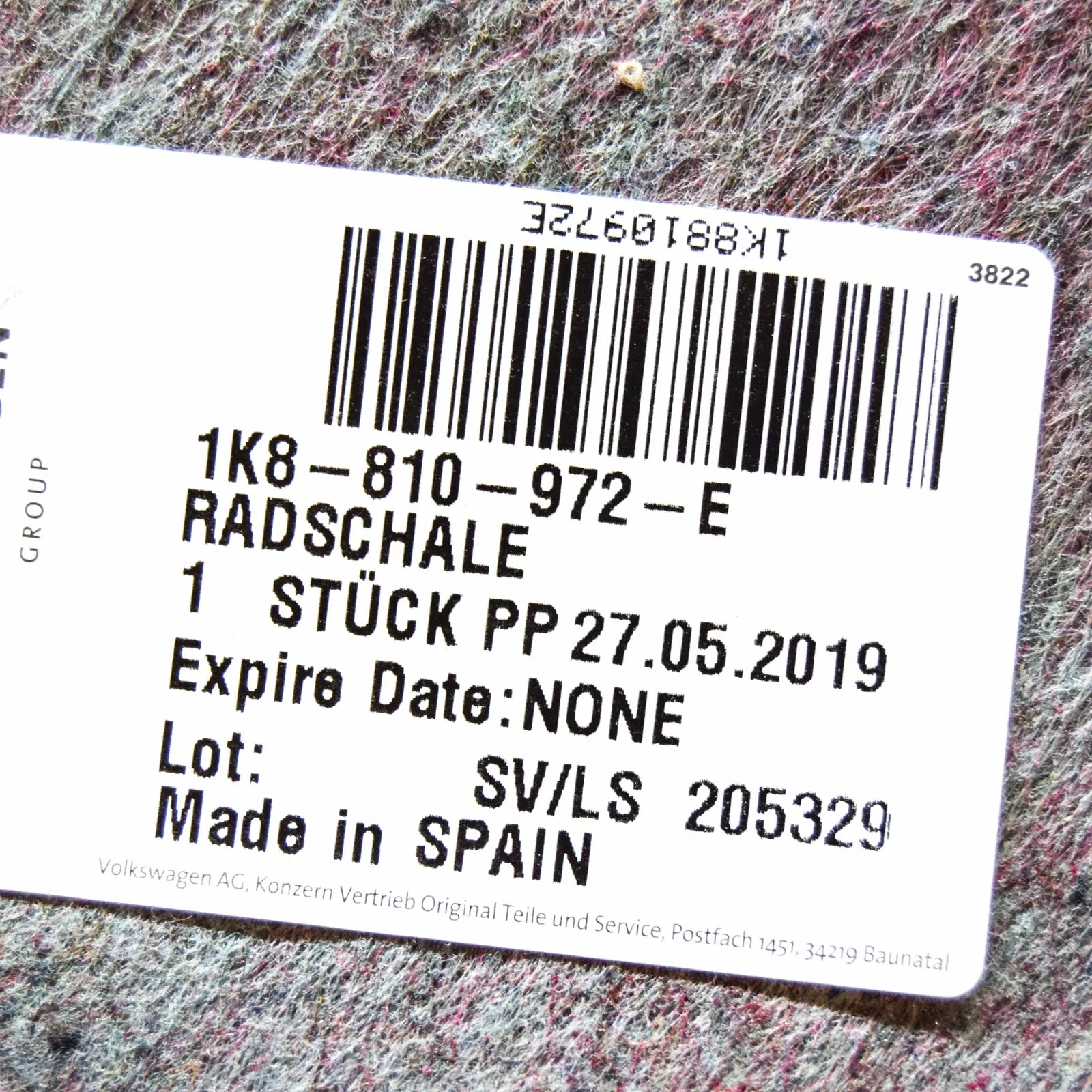 NEW VOLKSWAGEN SCIROCCO MK3 REAR RIGHT WHEEL HOUSING LINER 1K8810972E ORIGINAL