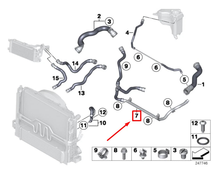 NEW BMW X1 E84 ENGINE COOLANT RECOVERY TANK HOSE 17127639029 7639029 ORIGINAL