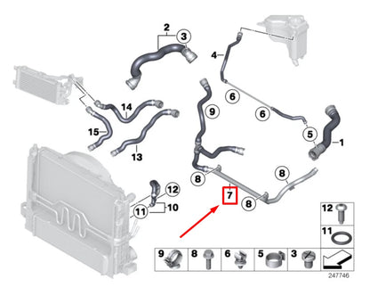 NEW BMW X1 E84 ENGINE COOLANT RECOVERY TANK HOSE 17127639029 7639029 ORIGINAL