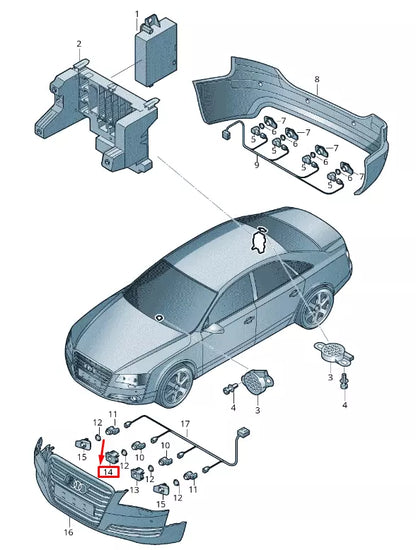 NEW AUDI A8 4H FRONT RIGHT INNER PARKING AID SENSOR BRACKET 4H0919290C