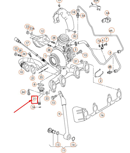 NEW AUDI A3 8P TURBOCHARGER OIL RETURN LINE 03G145736F
