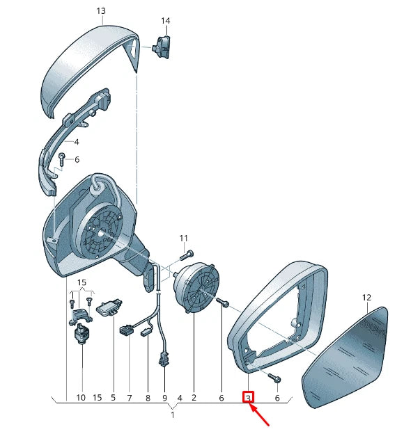 NEW VW TIGUAN AD FRONT LEFT MIRROR GLASS TRIM COVER 5NN8576019B9 ORIGINAL